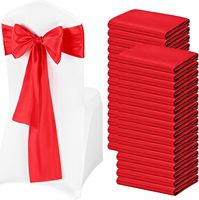 Nœuds de chaise rouges en satin avec attaches pour dossier, fournitures pour la décoration de chaises de fête, de cérémonie et de banquet