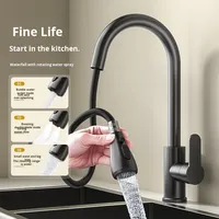 Robinet de cuisine extractible pour hôtel, mural ou sur comptoir, eau chaude et froide, tête de pulvérisation rotative, mitigeur en céramique à poignée unique