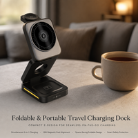 Support de charge sans fil magnétique pliable 3-en-1 avec support pour téléphone portable, pour montre et pour une charge rapide