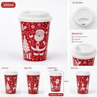 Mug en céramique de Noël avec logo personnalisé, couvercle en silicone anti-fuite, tasse à café pour promotion de Noël