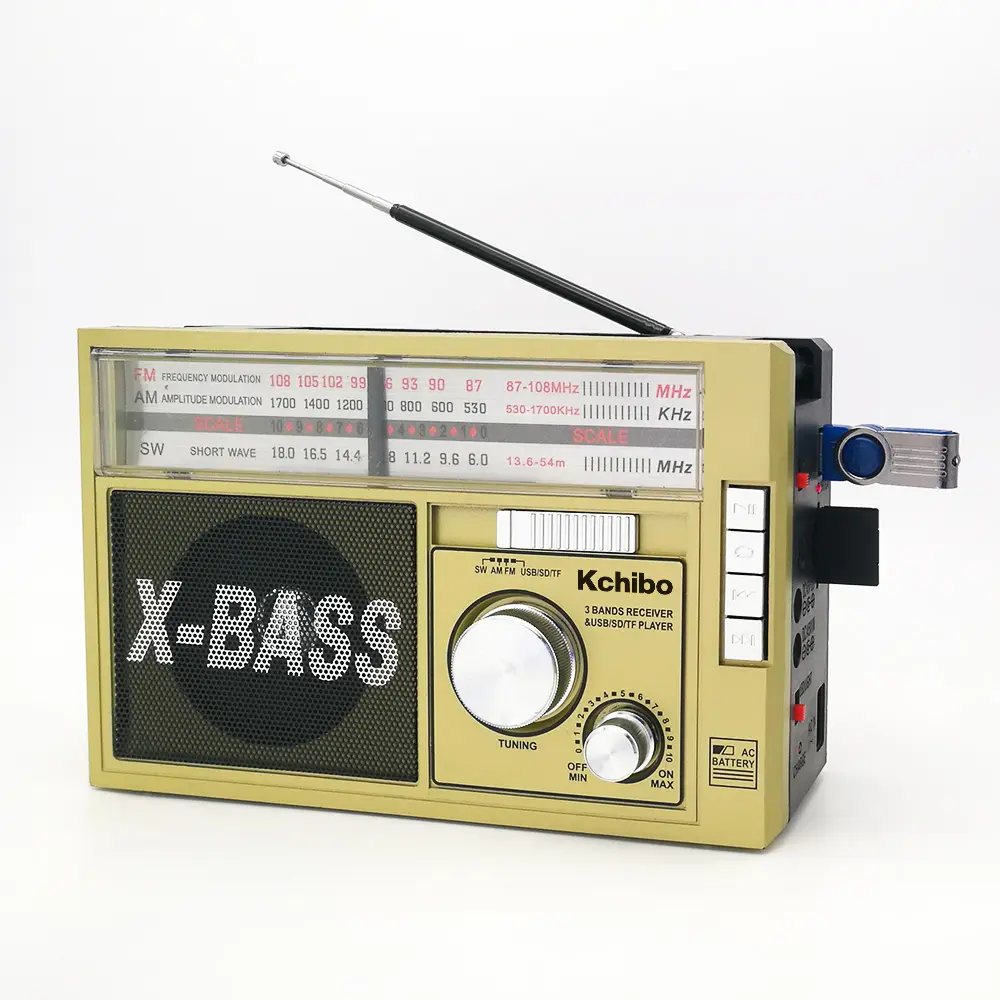 Chibo-radio portátil con ranura para tarjeta, multibanda recargable de onda corta, linterna de radio retro