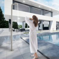 Douche d'extérieur moderne sur pied en acier inoxydable Design à effet de pluie Robinets de bain et de douche pour piscine et extérieur