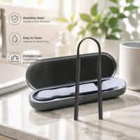 Kit d'hygiène buccale de haute qualité avec gratte-langue en forme de U, gratte-langues noirs