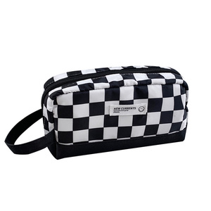 <span class=keywords><strong>Astuccio</strong></span> a Scacchi Bianco e Nero Grande Capacità, Borsa Porta Cancelleria per Studenti, <span class=keywords><strong>Astuccio</strong></span> Portatile <span class=keywords><strong>con</strong></span> Cerniera e Tracolla per la Scuola - Product Image 2