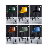 Tabourets de bar en cuir de luxe, chaise haute moderne en métal noir pour villa, restaurant, cuisine