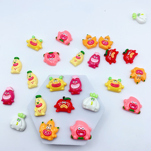 Visage lumineux grande bouche accessoires de légumes et de fruits aimants de réfrigérateur faits à la main pour enfants perles d'épingle breloques en résine plastique - Product Image 2