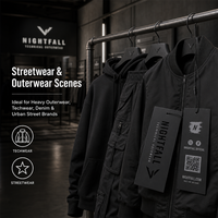Ensemble d'étiquettes volantes streetwear noir mat avec code QR et réseaux sociaux, étiquette de vêtement avec cordon de scellage pour la vente en gros OEM