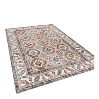 Tapis d'appoint vintage en polyester lavable à la machine, à poils plats, motif floral de luxe, antidérapant, écologique, adapté aux animaux domestiques, style persan traditionnel