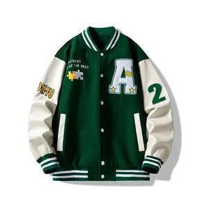 Áo Khoác Varsity Dáng Rộng Thời Trang Thiết Kế Mới Áo Khoác Bóng Chày Bomber Đại Học Có Miếng Vá Chenille Cho Nam