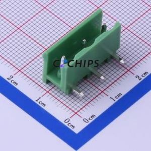 KF2EDGR-7.62-3P Plug-in Terminal Block Bent Lead Through Hole,P=7.62mm Connector Board-to-Board / Socket Open 1x3P 7.62mm Green - Product Image 1