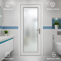 Pintu Toilet Kamar Mandi Modern UPVC Tahan Air dengan Kaca Buram Model Casement Swing Anti Lembab untuk Kamar Tidur Apartemen