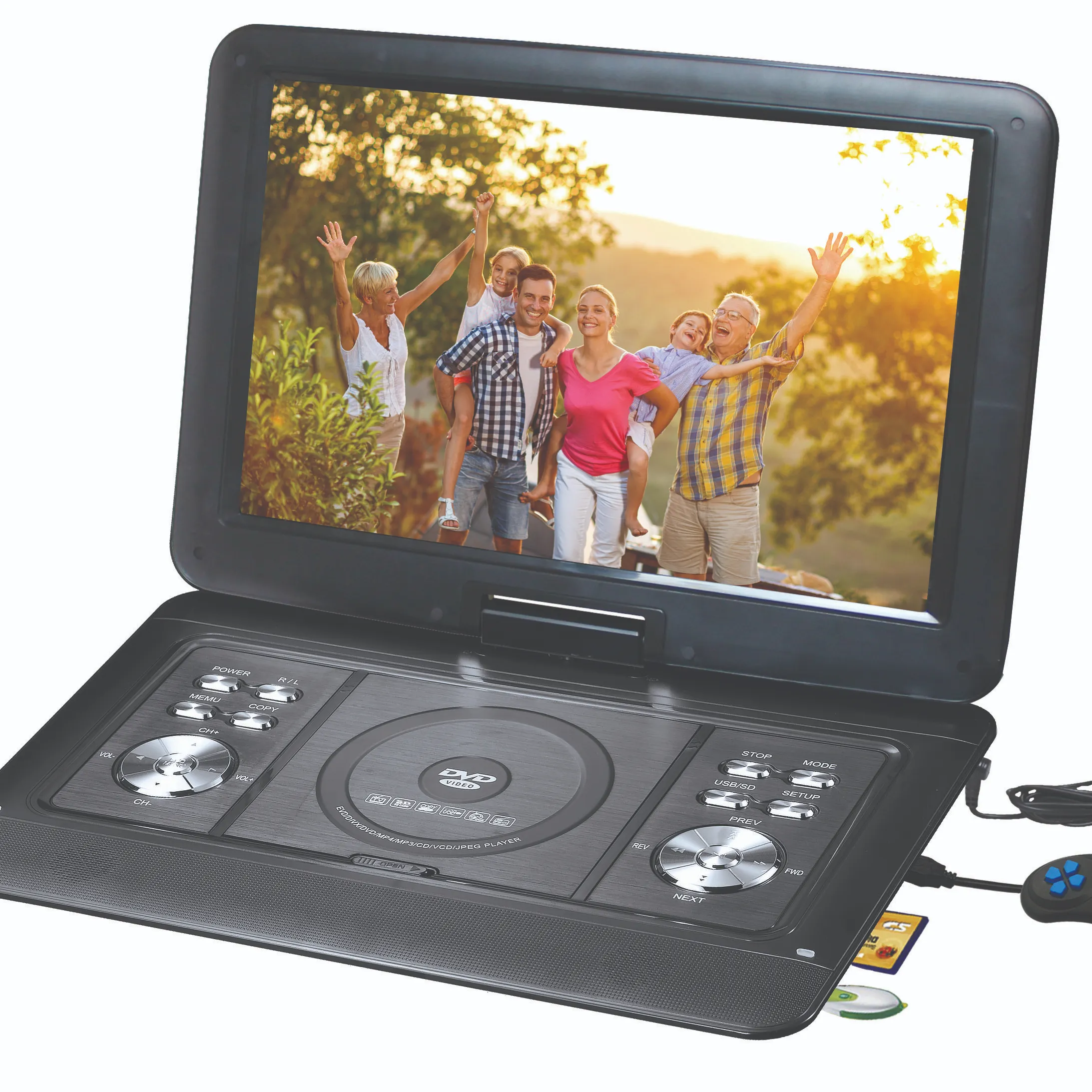 Luxus 14,1 Zoll Bildschirm im Freien wiederaufladbare Batterie digitaler tragbarer Fernseher und DVD-Player