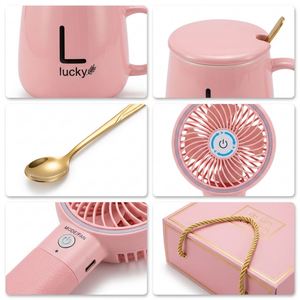 Wholesale Custom Logo Ceramic Mug USB Handheld Fan <b>Gift</b> Set Promotional <b>Gifts</b> for Business Giveaways Wedding Mother's Day - Product Image 3