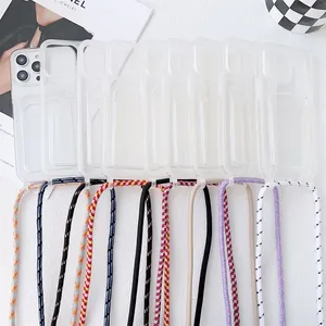 Clear Card Holder Wallet Crossbody Necklace Lanyard Cord Case For iPhone 11 12 13 14 Pro Max Mini XS X XR 8 7 Plus SE Soft Cover
