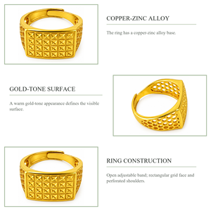 Anillo de Cóctel de Latón Chapado en Oro con Patrón de Pirámide, Estilo Punk, Joyería de Moda Unisex, Accesorio para Uso Diario y Fiestas - Product Image 3