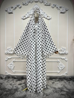 Nouvel ensemble Abaya en mousseline à pois 2026 – Cardigan long ouvert avec hijab, tenue ample et modeste pour femme musulmane