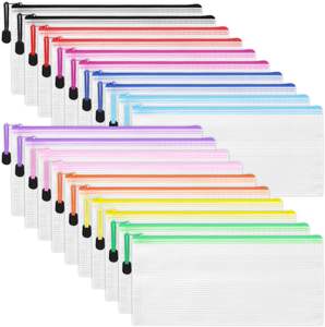 A6カスタムフォルダロゴ入りプラスチックドキュメントポーチ多目的トラベルバッグPVCメッシュジッパーポーチ防水クリアファイルバッグ - Product Image 1