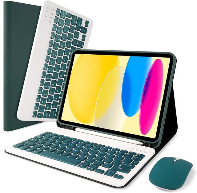 Slim Detachable Keyboard Case bluetooth Wireless Keyboard Case with Mouse for iPad 10th Generation 10.9" 2022