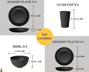 Ensemble de vaisselle incassable tasses de cuisine assiettes bols ensembles lave-vaisselle micro-ondes assiettes sécurité blé paille vaisselle ensembles 16 pièces - Product Image 2