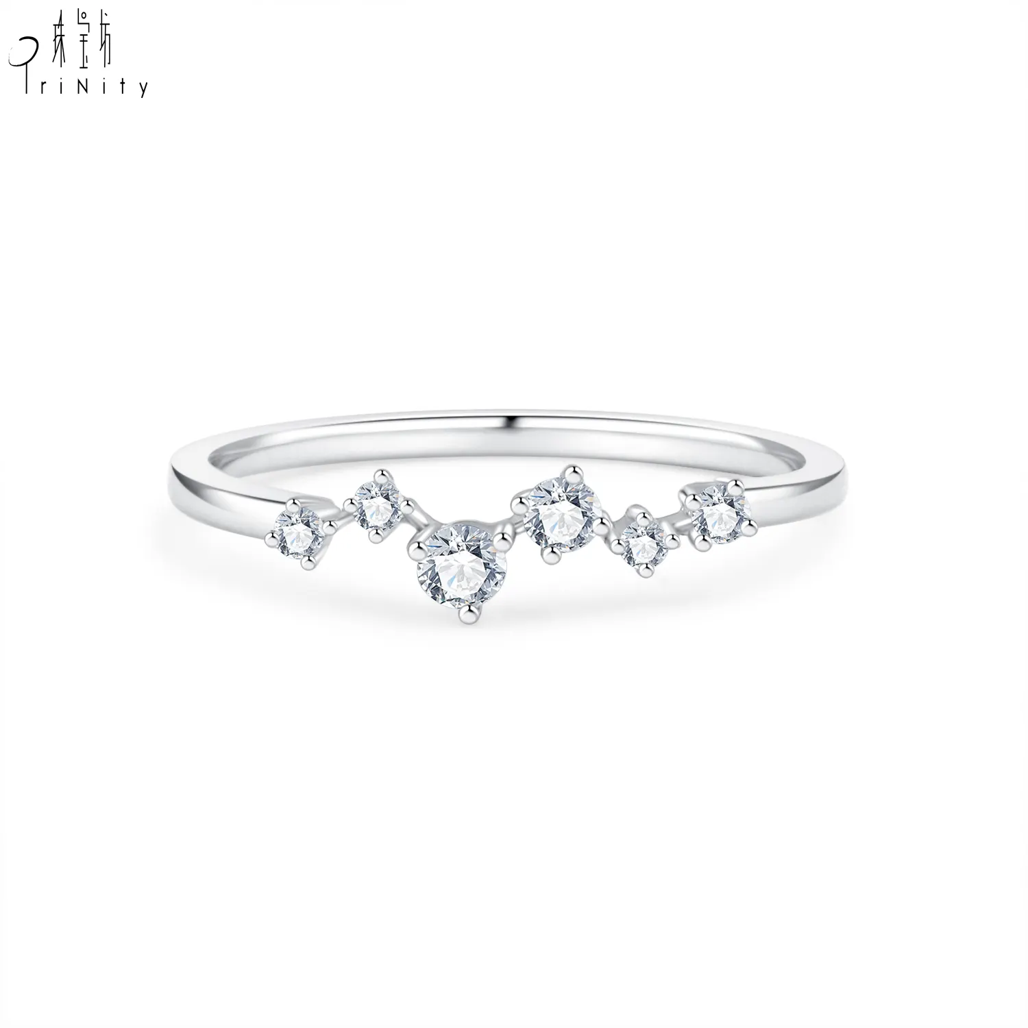 Nieuwe Aankomst Elegante Onregelmatige Vorm Ontwerp 18K Wit Goud Echte Natuurlijke Diamanten Ring Sieraden Voor Vrouwen