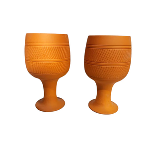Handcrafted Eco-Friendly Biodegradable Wine Glass Terracotta Planters <b>Set</b> 4 Indoor Outdoor Balcony Terrace Garden Flower Pots - Product Image 2