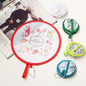Ventilateur pliable rond personnalisé par sublimation, en nylon souple, avec impression numérique, pour l'été, portable et tendance - Product Image 3
