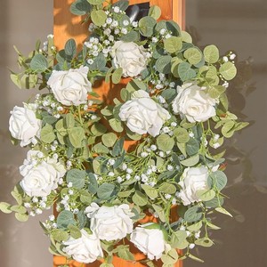 Guirnalda Artificial <span class=keywords><strong>de</strong></span> <span class=keywords><strong>Rosas</strong></span> y Hojas <span class=keywords><strong>de</strong></span> Dinero para Decoración <span class=keywords><strong>de</strong></span> Mesa en Bodas, Hogar y Exteriores - Product Image 2