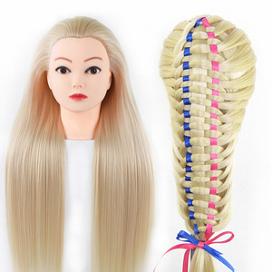 Tête de poupée factice bon marché de bonne qualité tête de mannequin <span class=keywords><strong>d</strong></span>'entraînement de cheveux en fibre synthétique pour modelage pour tresses - Product Image 4