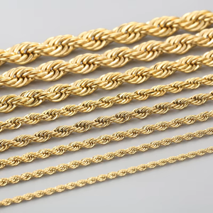 18K Gold Plated Stainless Steel <b>Rope</b> <b>Chain</b> Necklace Unisex Hip Hop Twist <b>Chain</b> For Pendant - Product Image 5