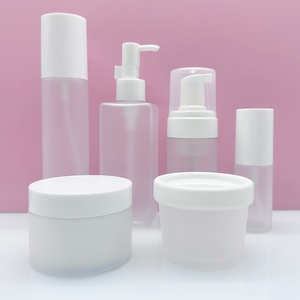 Wholesale <b>Empty</b> Frosted Clear Glass <b>Plastic</b> <b>Bottle</b> Jar With Lotion Spray Pump for Cosmetic Packaging Skincare <b>Empty</b> Cream - Product Image 6
