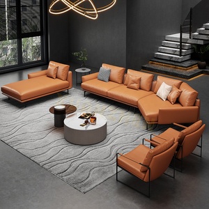 Ensemble de canapés pour salon Xuanzhen, meubles de salon, canapé italien moderne pas cher en forme de L, canapé <span class=keywords><strong>convertible</strong></span> en cuir nordique pour salon - Product Image 1
