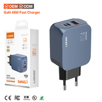 Chargeur mural LDNIO Q6 45W GaN PD QC3.0, adaptateur de charge super rapide, 3 ports, prise EU UK US, chargeur de voyage portable, téléphone portable