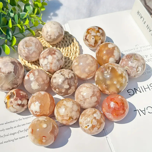 Venta al por Mayor de Esferas de Ágata Cereza Natural Pulida, Piedras de Cristal Curativas, Esfera de Ágata Floral para Decoración del Hogar - Product Image 3