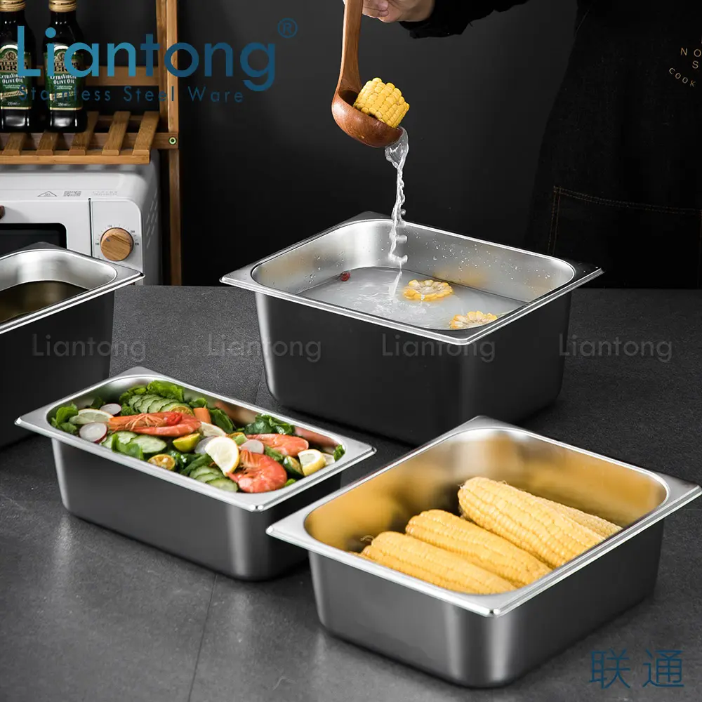 Hotel Buffet Catering Equipment SS201 304 Material 1x2 Half Size Gastronorm Food Storage Steam Table Gn Pan