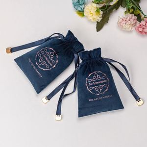 Custom Logo Velvet Jewelry Bag Gift Packaging <b>Drawstring</b> <b>Pouch</b> - Product Image 3