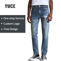 Pantalones Vaqueros de Mezclilla Azul Claro, Estilo Vintage, Corte Recto y Holgado, Personalizados por el Fabricante YUCE, para Hombre