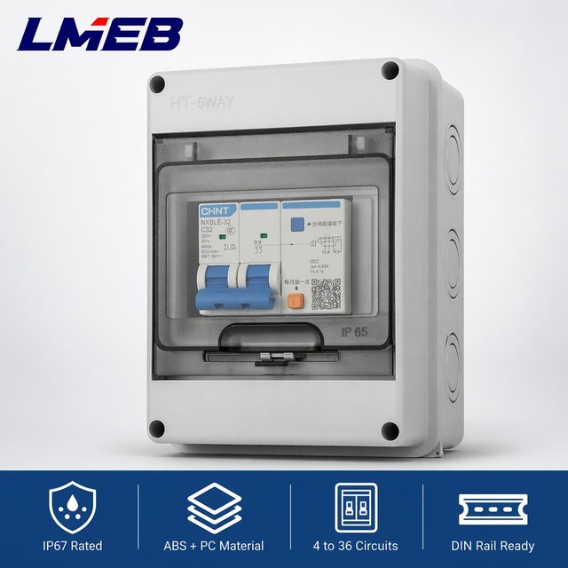 HT2-24 Universal Strong Weak Current Distribution Box IP67 Engineering Special ABS PC Air Opening Guide Rail Installation