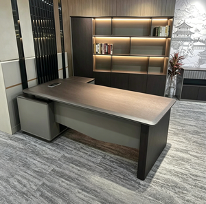 Muebles de Oficina Modernos, Escritorio Ejecutivo para CEO, Mesa de Madera de Lujo para Jefe con Almacenamiento, Luz LED, Escritorio Gerencial en Forma de L - Product Image 5