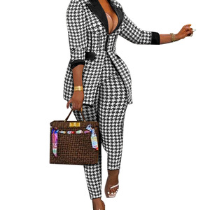 Nouvel ensemble deux pièces décontracté pour femme, style européen et américain, col vert, veste et pantalon, vente en gros 2026 - Product Image 5