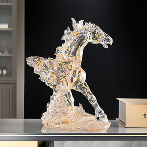 Figurine personnalisée sculptée en résine époxy transparente, tête de cheval style art populaire, ornement décoratif pour meuble TV/vitrine à vin, bureau ou chambre - Product Image 4