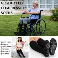 Chaussettes de compression graduée 20-30 mmHg avec logo personnalisé, antidérapantes, pour hommes et femmes, infirmières, grossesse, sport