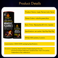 25 Sachets en Gros de Poudre Magique pour Feu de Camp – Paquets de Couleurs Sûrs pour le Camping et la Randonnée – Accessoires pour Foyer et Ambiance
