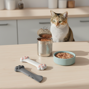 Cuillère à conserve pour animaux de compagnie à long manche, mignonne, en forme de patte, ouvre-boîte portable et pratique pour aliments pour animaux – Vente en gros - Product Image 3