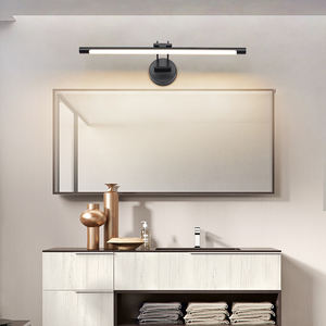 Miroir de maquillage long noir et blanc à haute luminosité pour chambre, salle de bain, avec éclairage/éclairage LED intégré - Product Image 3