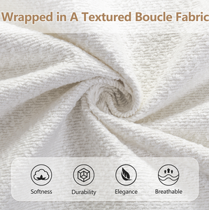 Modern King <b>Size</b> Adjustable <b>Bed</b> <b>Frame</b> with Soft Boucle Upholstered Curved Headboard Eco-Friendly Wood <b>Frame</b> for Bedroom Home - Product Image 5