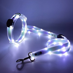 רצועת כלבים נטענת ב-USB עם תאורת <span class=keywords><strong>LED</strong></span>, עמידה במים, מחזירת אור, רצועת PVC מוארת לאילוף והליכה של כלבים - Product Image 1