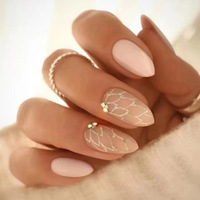 Prix de gros Nouveaux faux ongles artificiels à presser, formes amande et cercueil, avec paillettes et colle, de haute qualité