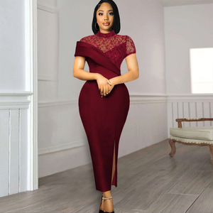 Abiti eleganti da <span class=keywords><strong>sera</strong></span> donna all'ingrosso taglie forti abbigliamento donna cena abito da <span class=keywords><strong>sera</strong></span> nero a spalla - Product Image 3