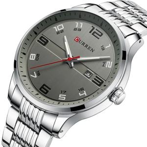 Relojes de Lujo para Hombre CURREN 8411, Relojes de Pulsera Casuales de Cuarzo de Acero Inoxidable, Reloj con Fecha Automática y Manecillas Luminosas para Hombre - Product Image 1