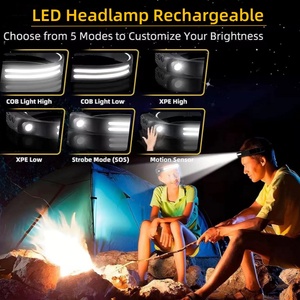 Linterna Frontal LED Recargable Impermeable para Exteriores con Sensor de Movimiento, Accesorio de Camping Portátil para Adultos para Senderismo, Pesca y Ciclismo - Product Image 5